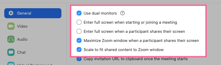 zoom screen settings